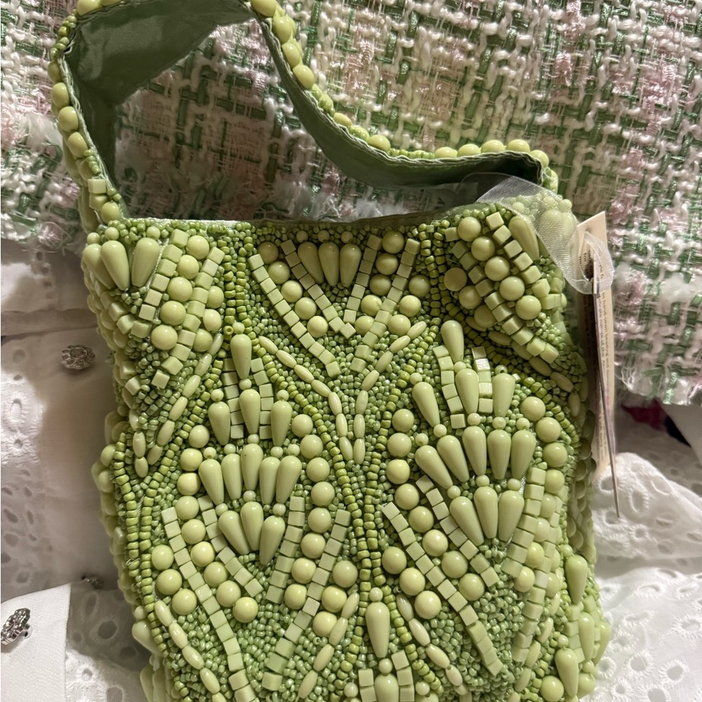 Made in India/ Chic Green Mini Bag with Intricate Texture